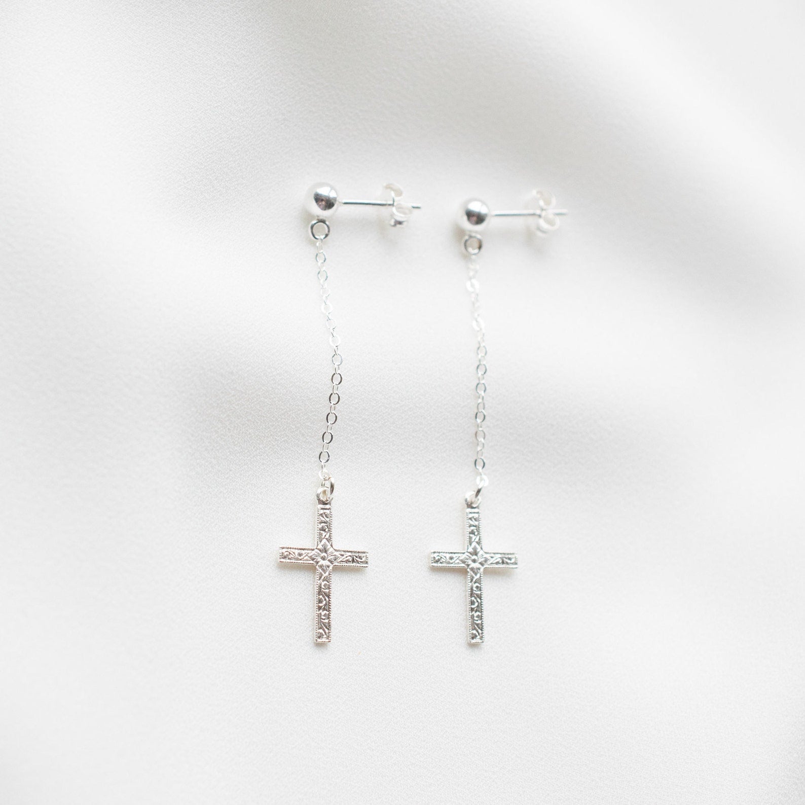 Floral Cross Earrings