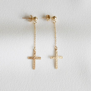 Floral Cross Earrings