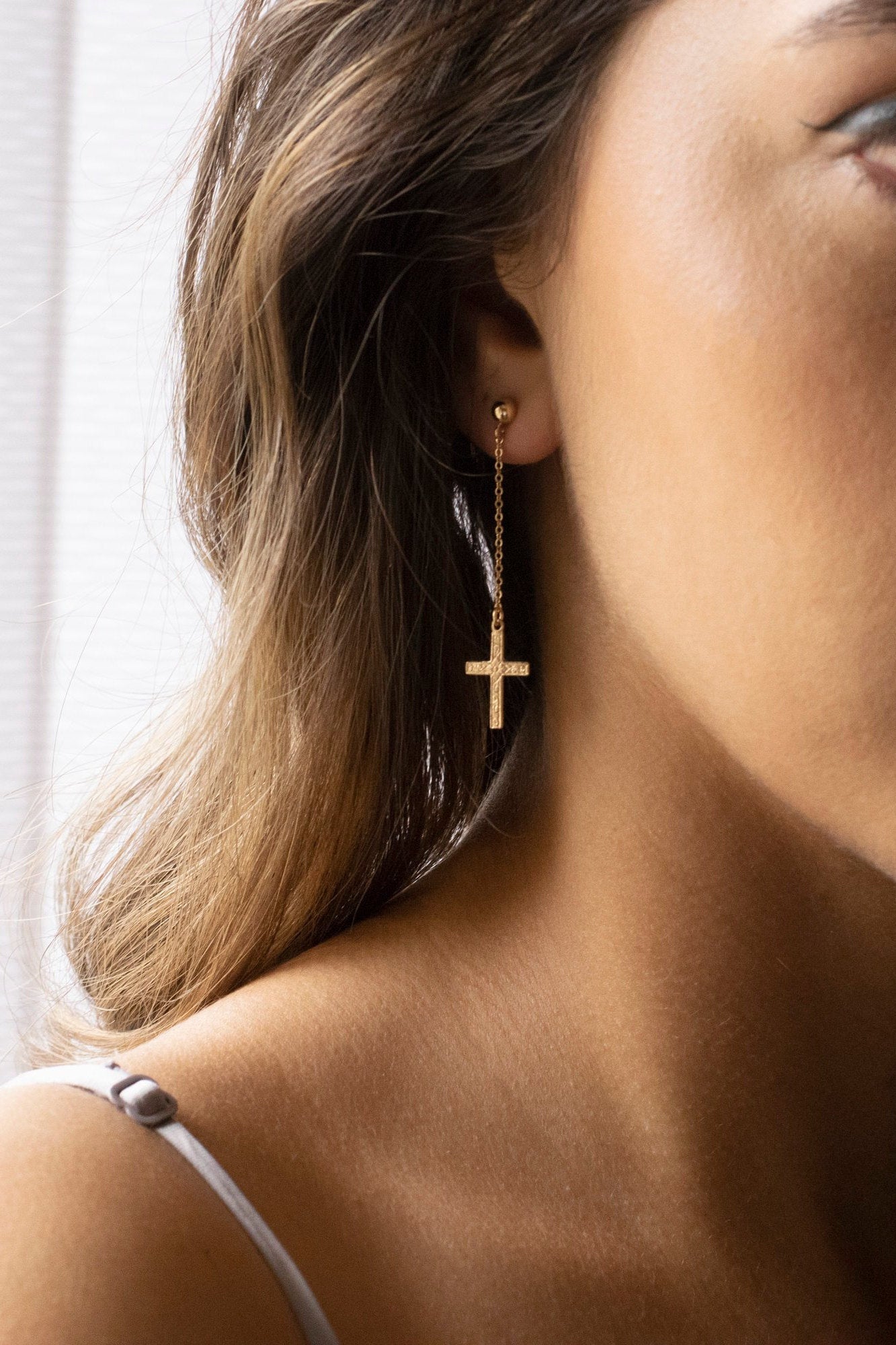 Floral Cross Earrings