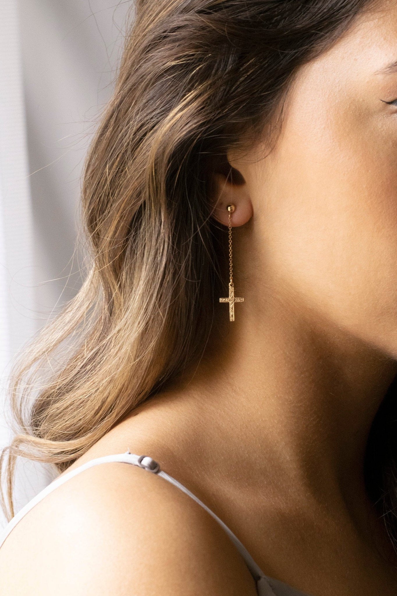 Floral Cross Earrings