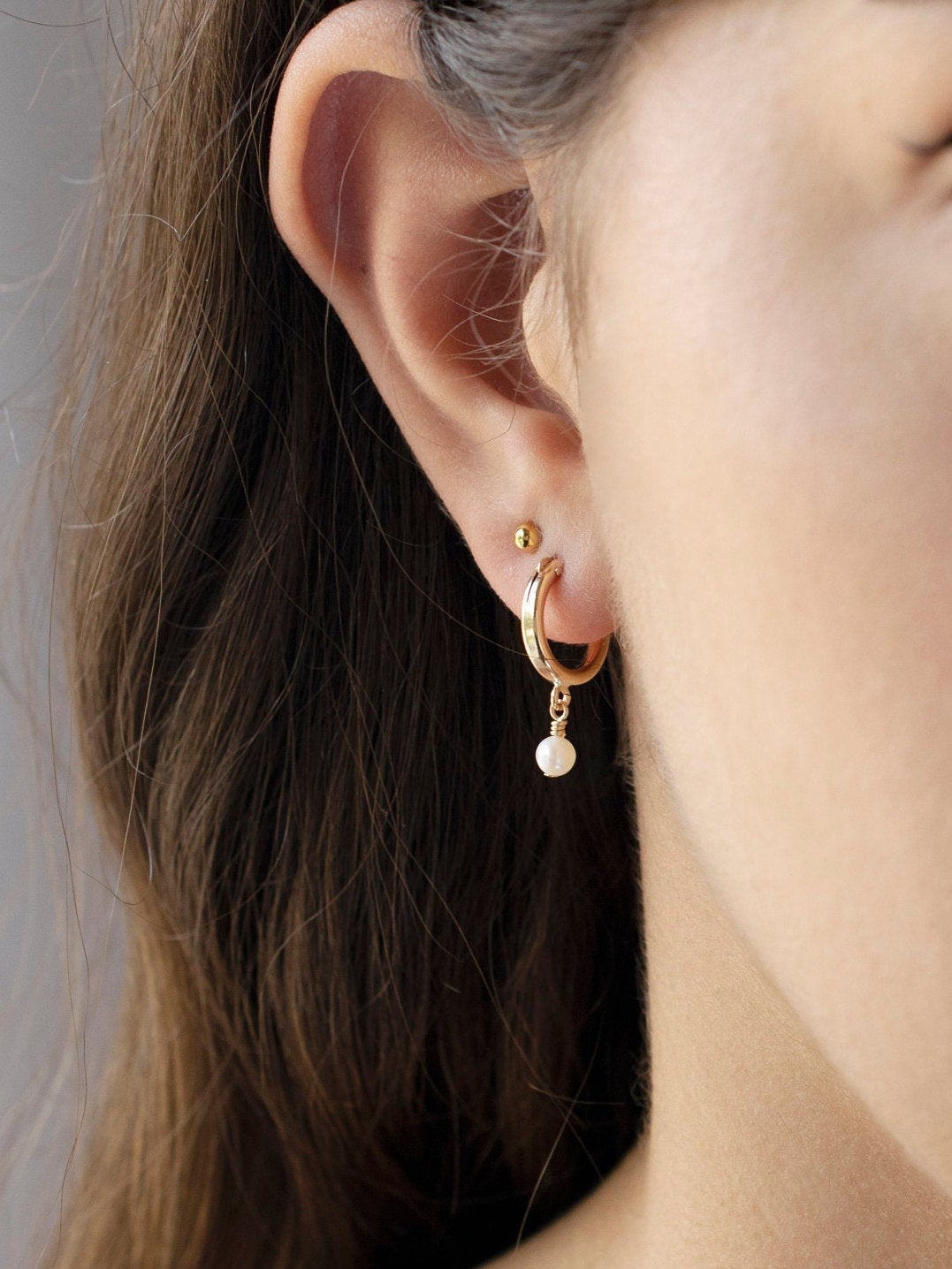 Tiny Pearl Hoops