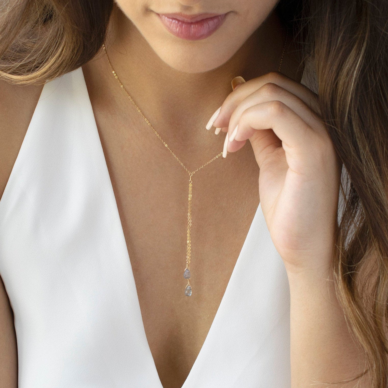 Blue Topaz Lariat Necklace