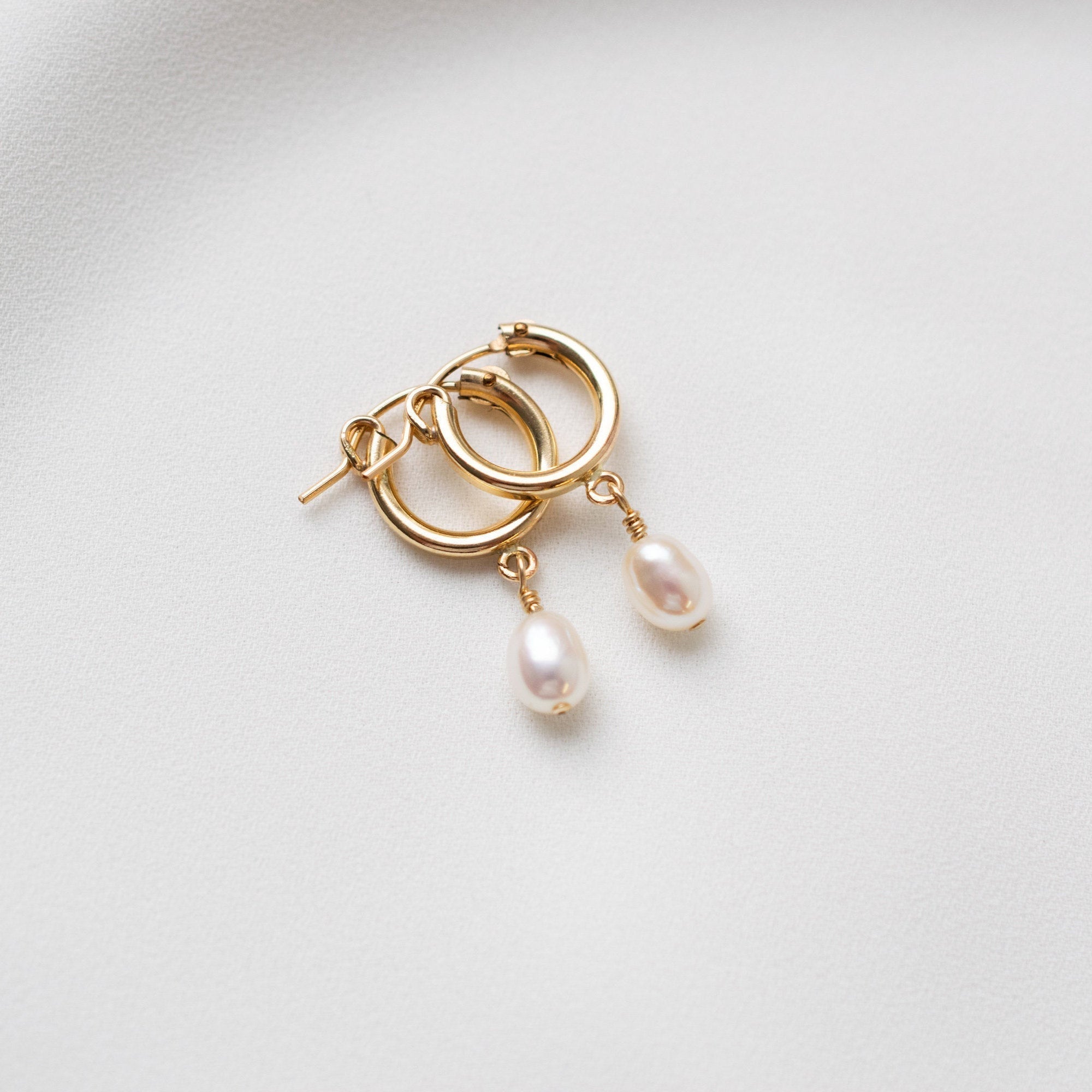 Pearl Drop Hoops