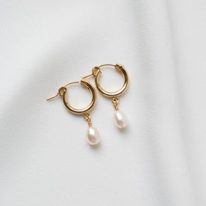 Pearl Drop Hoops